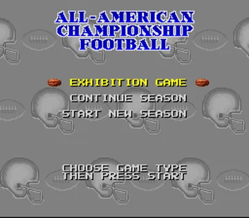 All-American Championship Football (Europe) screen shot title